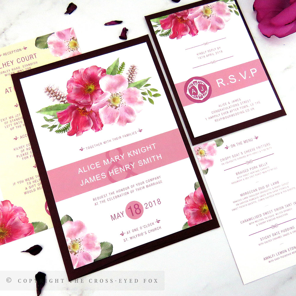 English Country Garden Wedding Stationery Set The Cross Eyed Fox