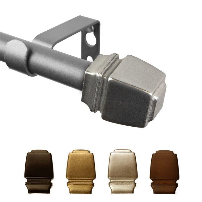 Hart & Harlow Jadore 5/8-in 84-in to 120-in Satin Nickel Steel Single Curtain Rod with Finials UWT0_L6SXY40