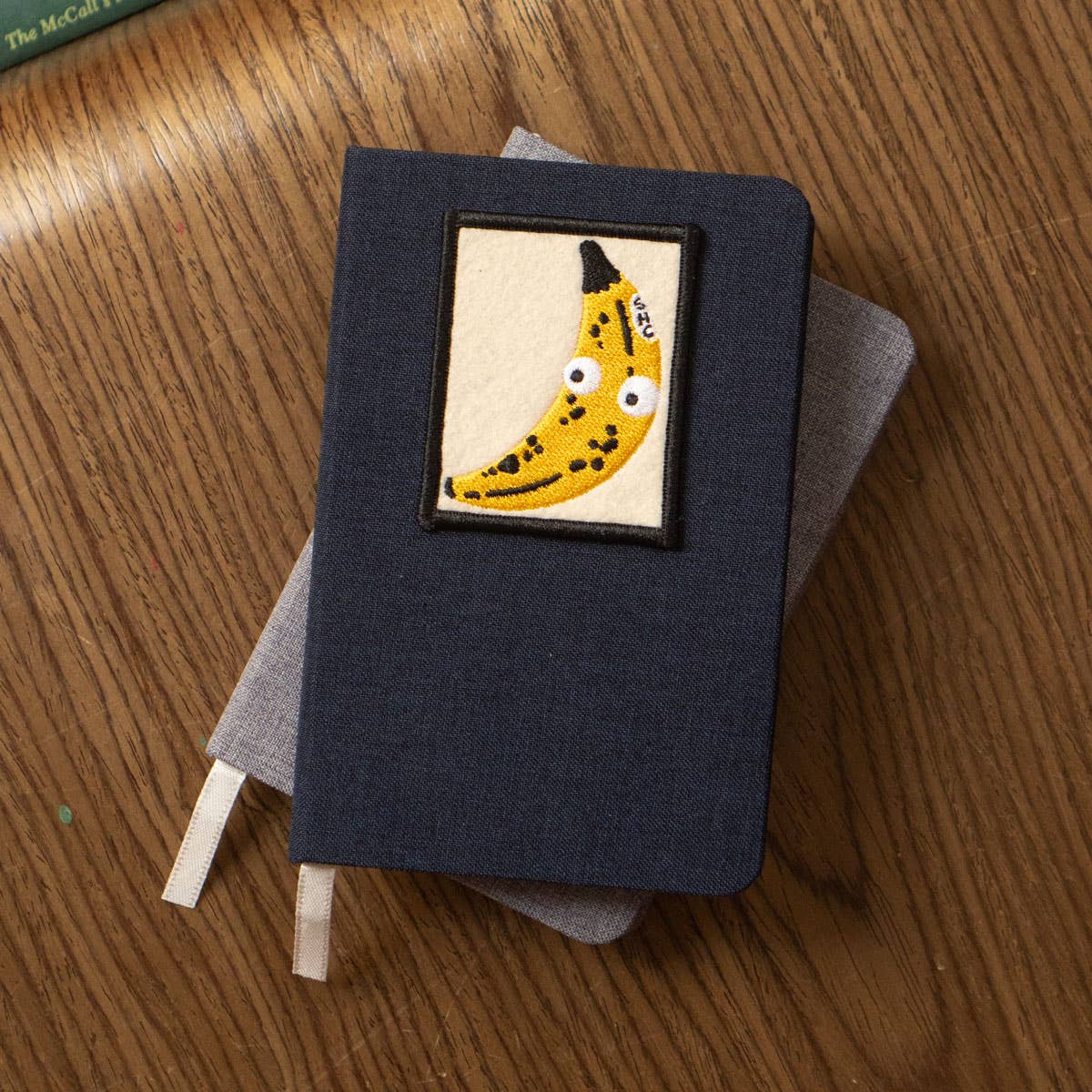 Stay Home Club Patched Linen Notebook - Googly Banana