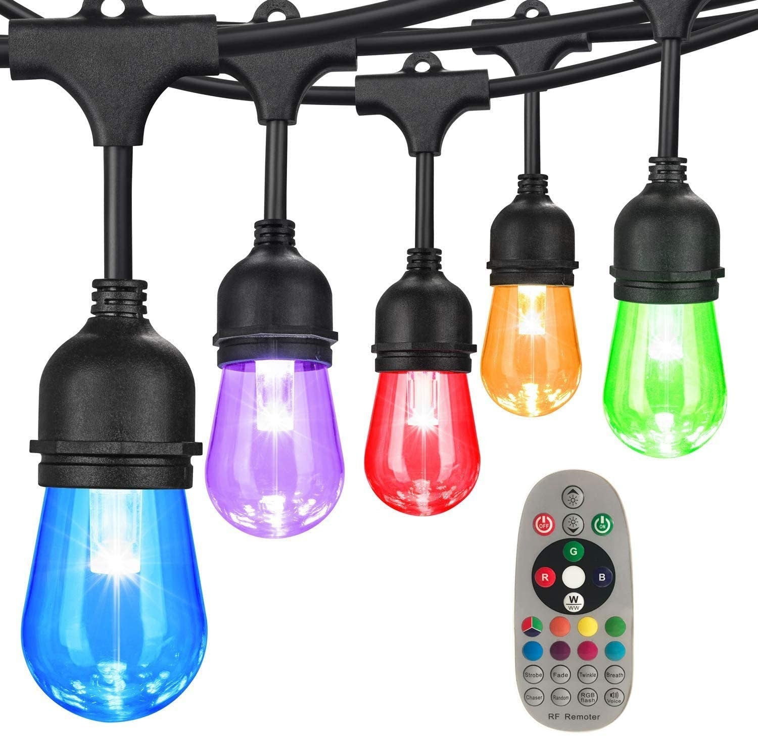 multi colored edison string lights