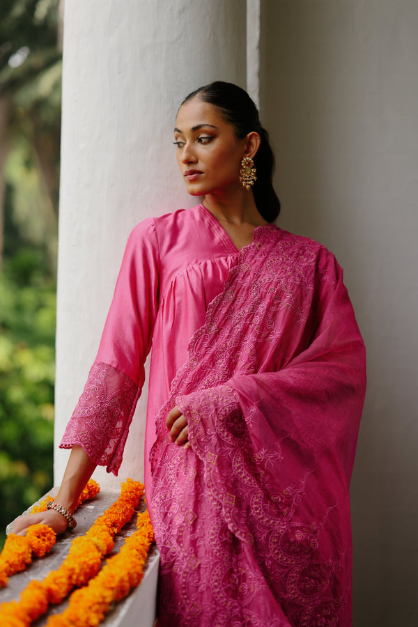 Buy Onion Pink Dupattas for Women by Indie Picks Online