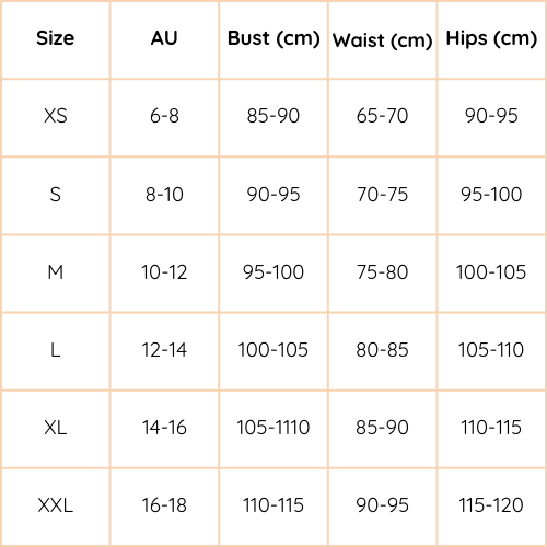 size chart au