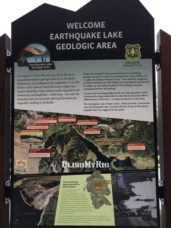Earthquake Lake Main Sign