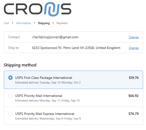 Cromnus.shop International Shipping Prices