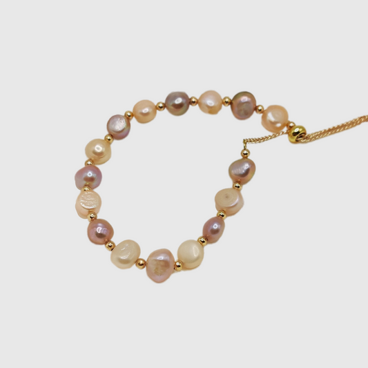 18K plated Two layers thick bracket with pearl Bracelet – Olivia's Jewellery