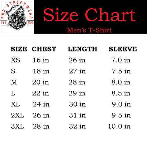 T-Shirt Size Chart