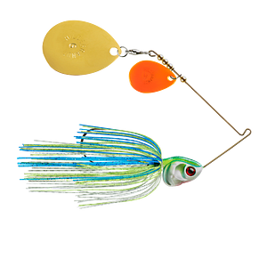 Booyah Covert Spinnerbait Nickel Gold Willow 3/4 oz / Wht/Chart/Blue