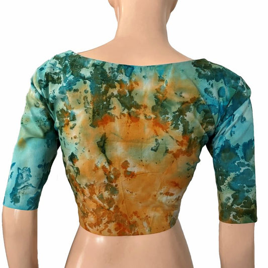 Printed Cotton High neck Blouse, Multicolor, BP1207