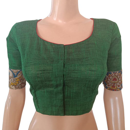 Slub Cotton Scallop V neck Blouse with Lining , Light Green, BH1205 –  Scarlet Thread