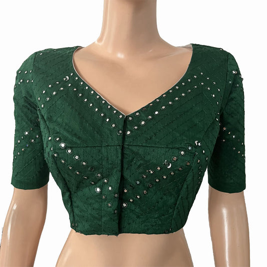 Slub Cotton Scallop V neck Blouse with Lining , Light Green, BH1205 –  Scarlet Thread
