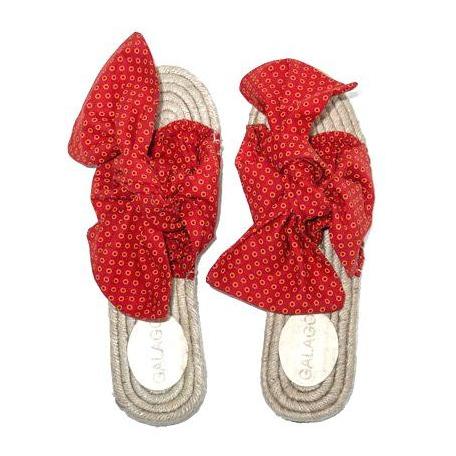 Red shweshwe Bow Espadrilles