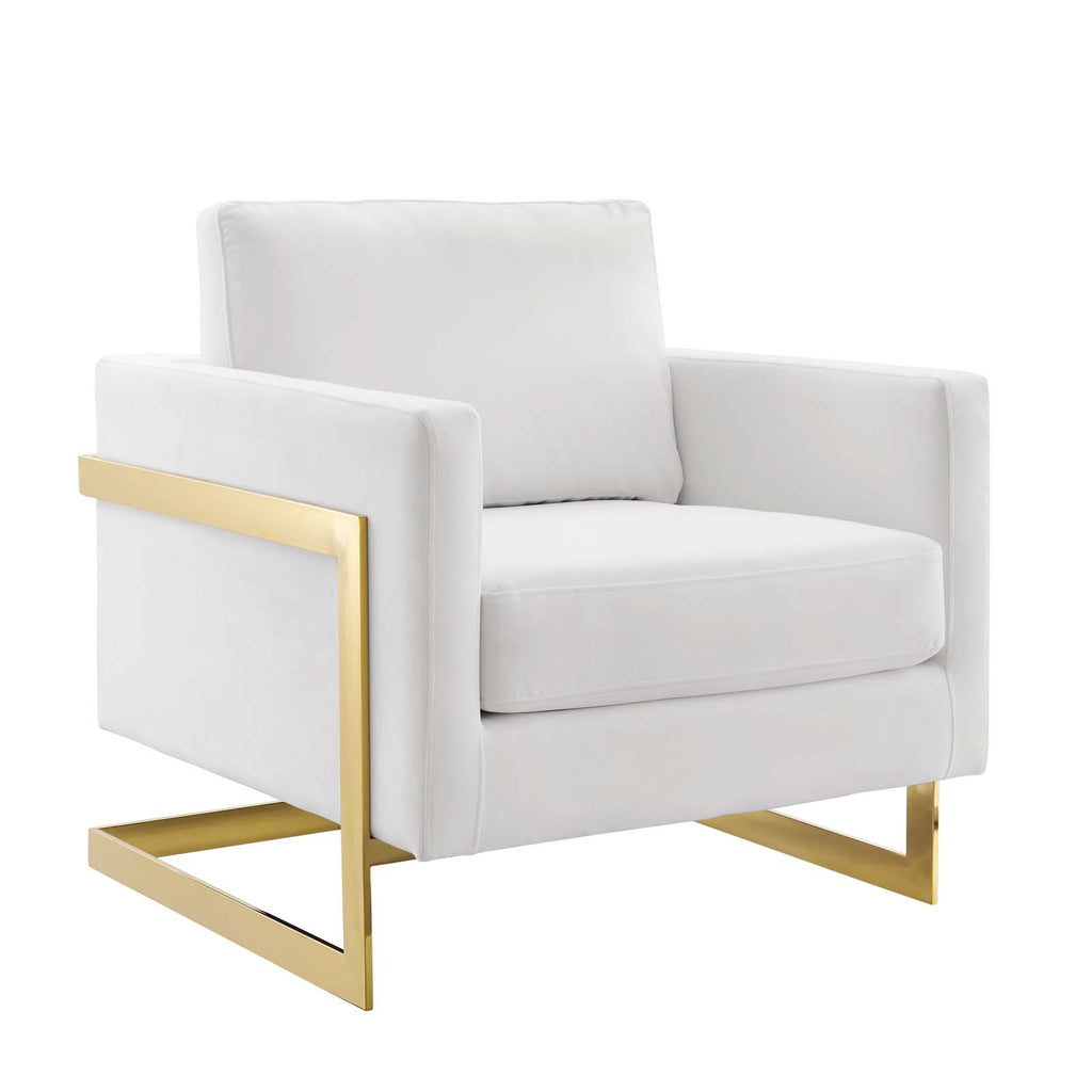 white and gold velvet chair