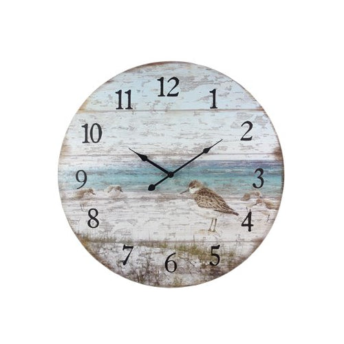 Sandpiper Large Wall Clock - 23 Inch Round Battery Operated Wall Clocks