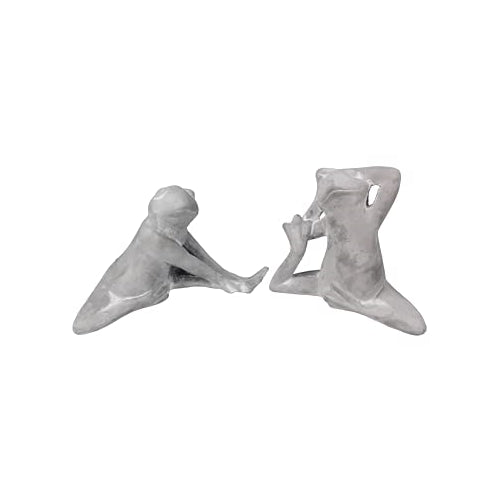 Yoga Frog Statue - Set of 2 Cement Frog Sculpture Figurines