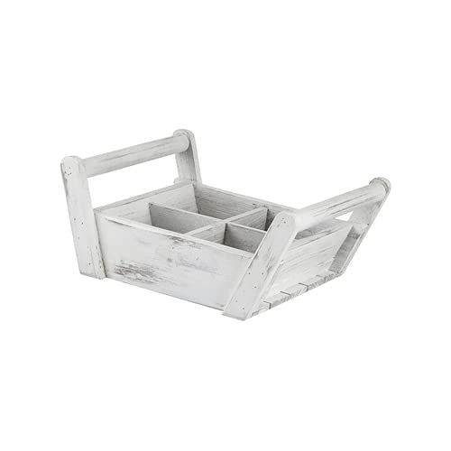 13.5" Wood Decorative Tray with Handles - 4 Compartment Organizer Tray for Potted Plants