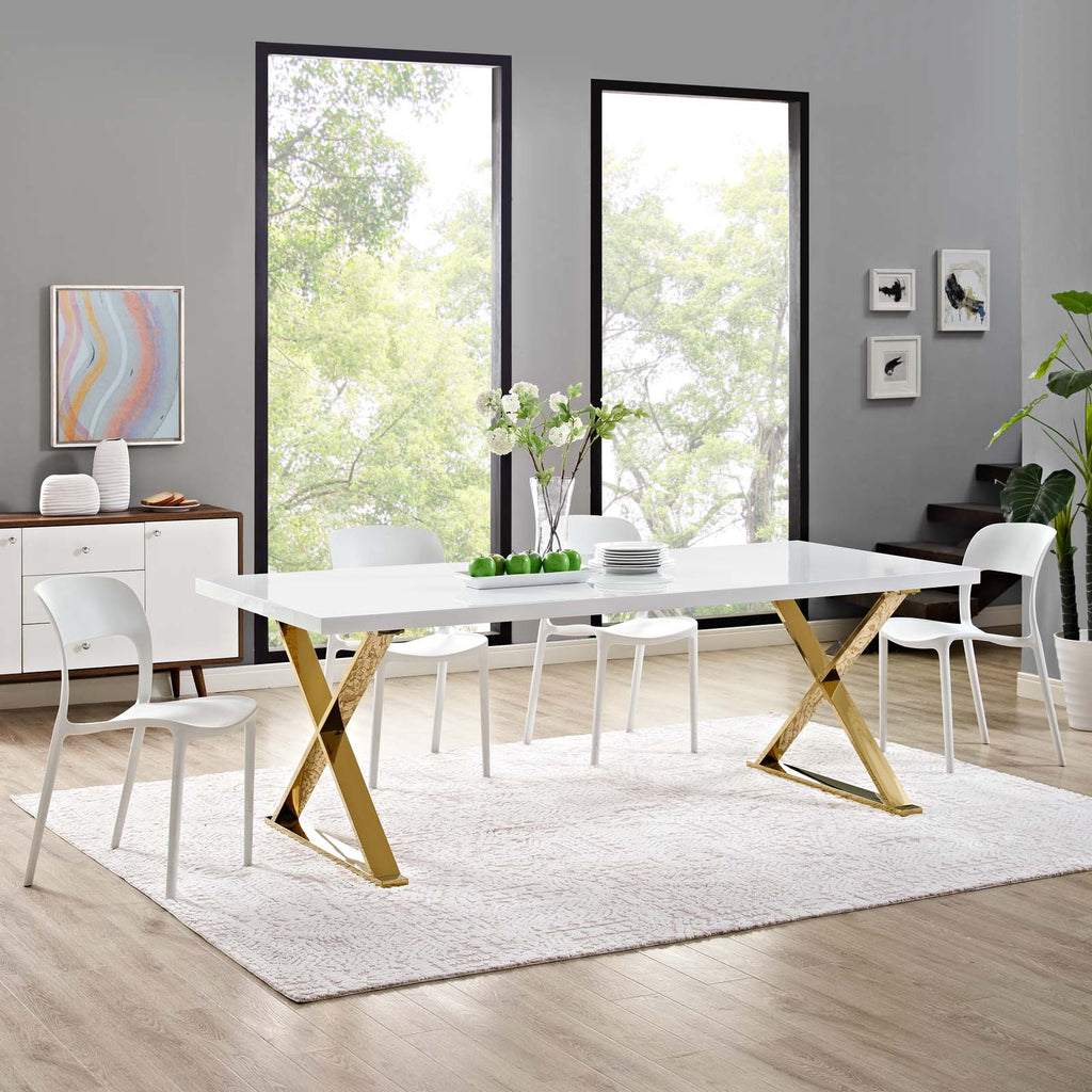 Sector Dining Table - White Gold