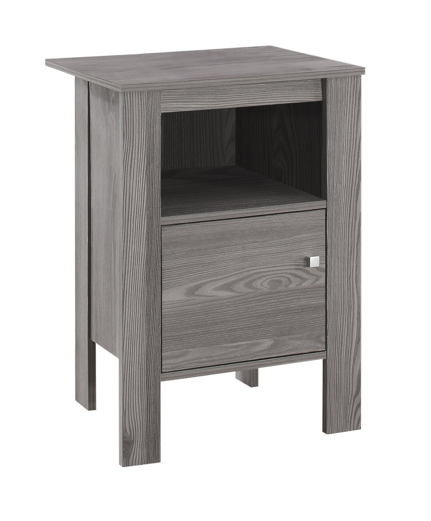 Accent Table-grey Night Stand With Storage, 17.25" L X 14" D X 24.25" H