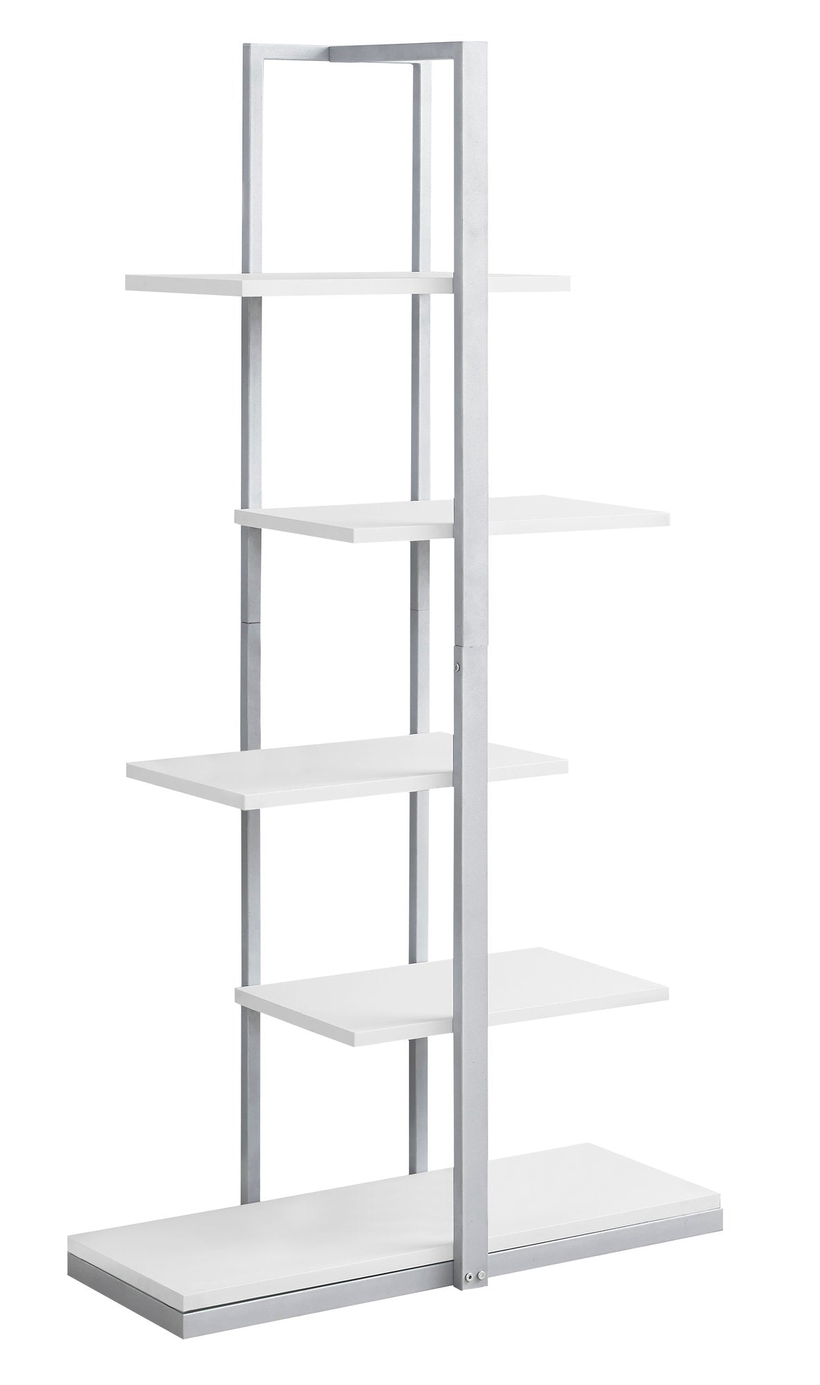 60" H/Silver Metal Bookcase, White