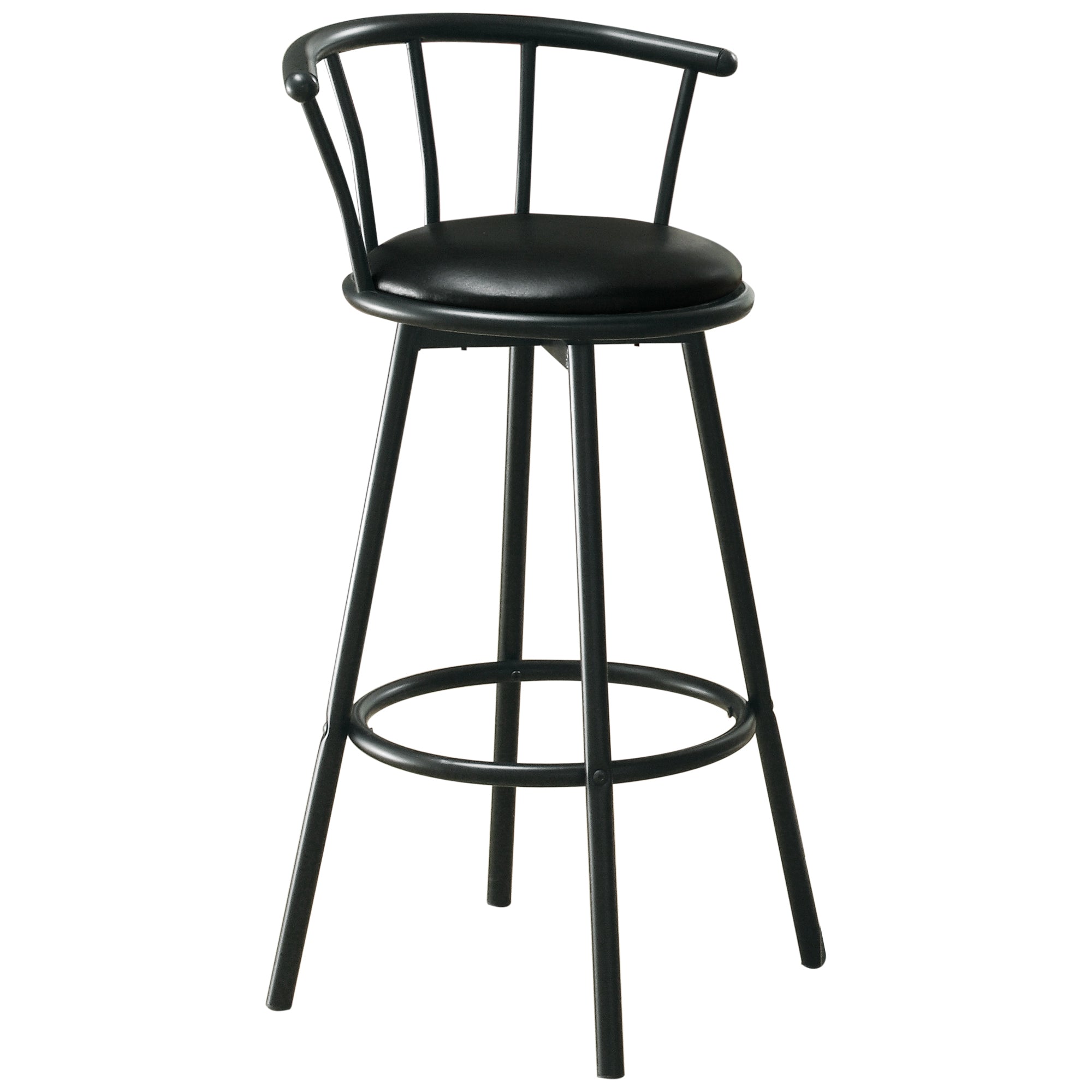 Buckner 29" Metal Bar Stools with Faux Leather Swivel Seat, Set of 2, Black