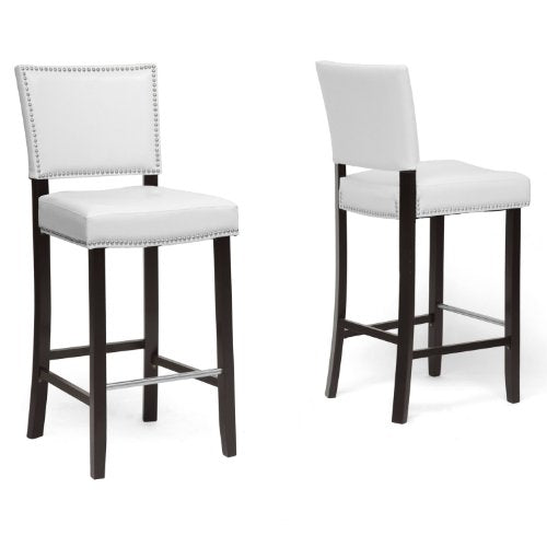 30.5 Inches Wood Bar Stool 2-Piece Set, White