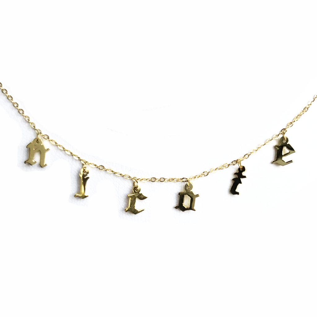 Hanging Gothic Name Necklace – ALiX FRAY