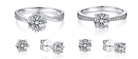 Moissanite Ring and Earring Set