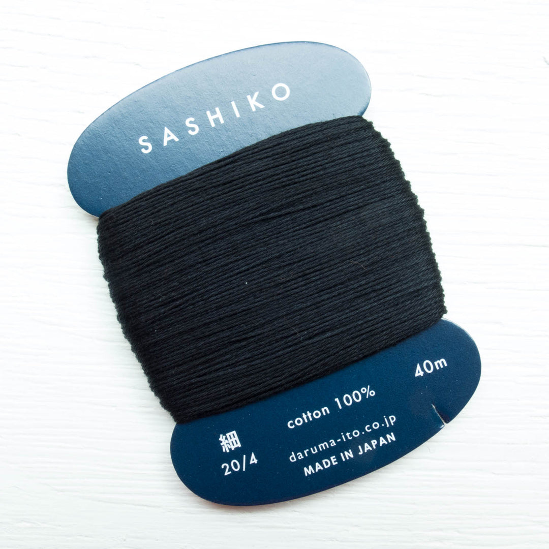 Thin Sashiko Thread, Black - A Threaded Needle