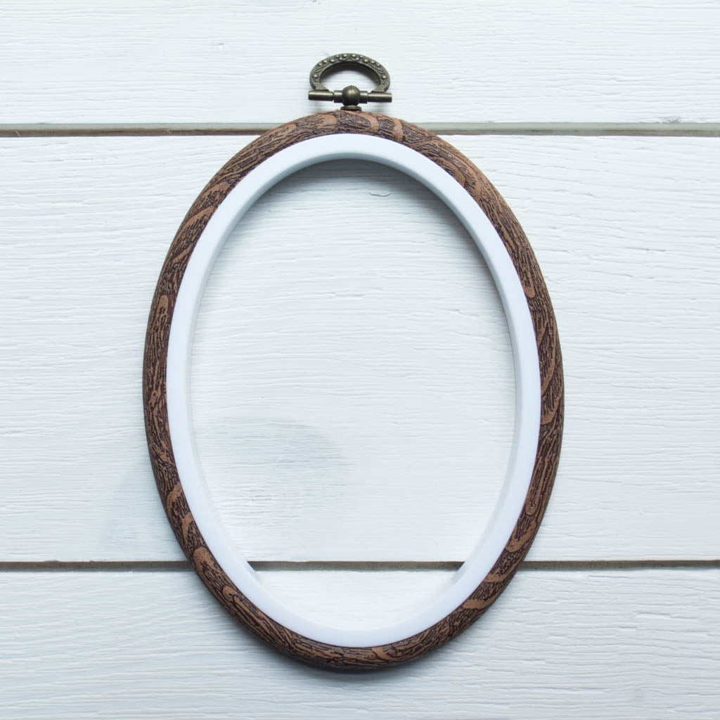 Faux Wood Embroidery Hoop - 5.5" Oval - Snuggly Monkey