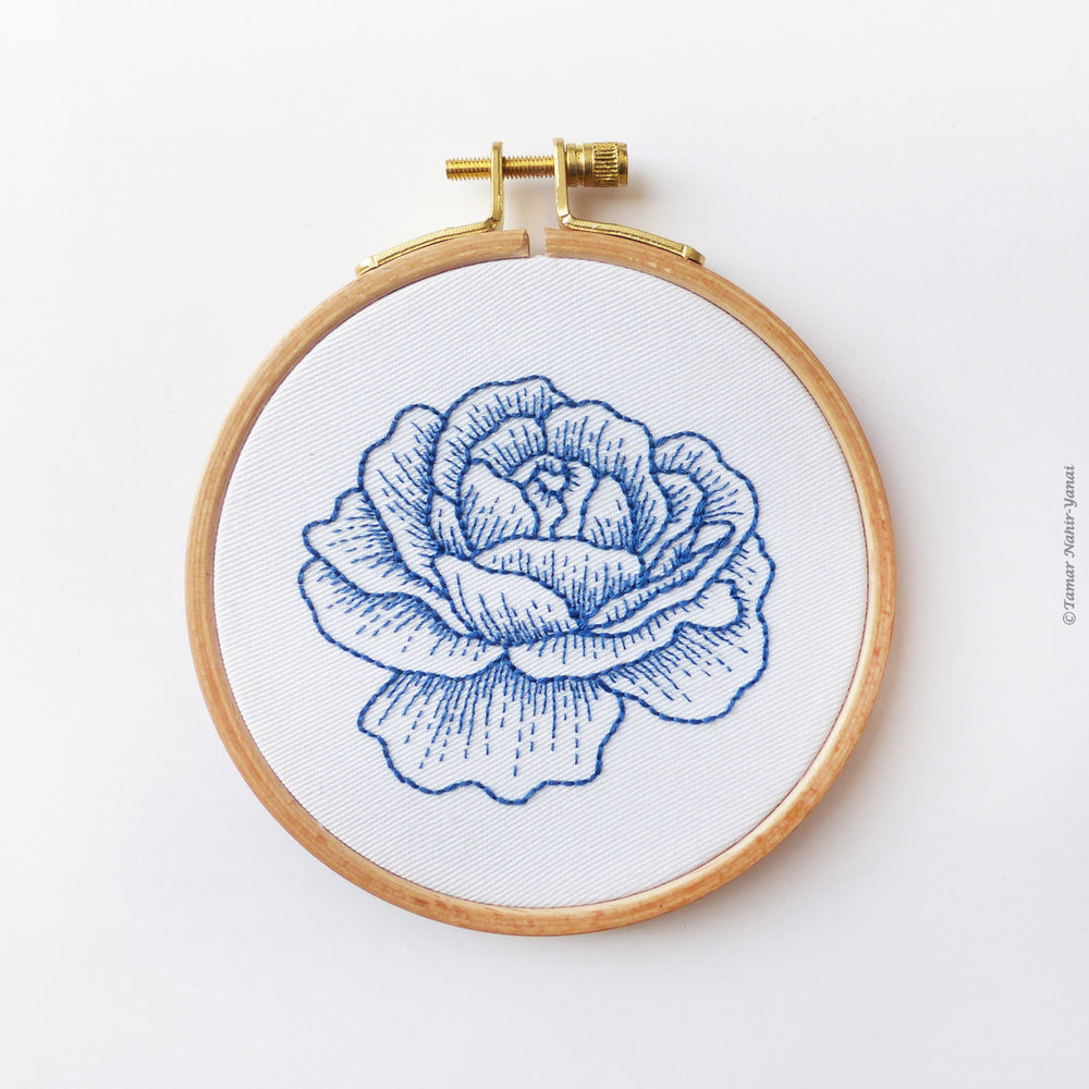 Blue Romantic Flowers - Stick and Stitch embroidery pattern - Tamar  Nahir-Yanai