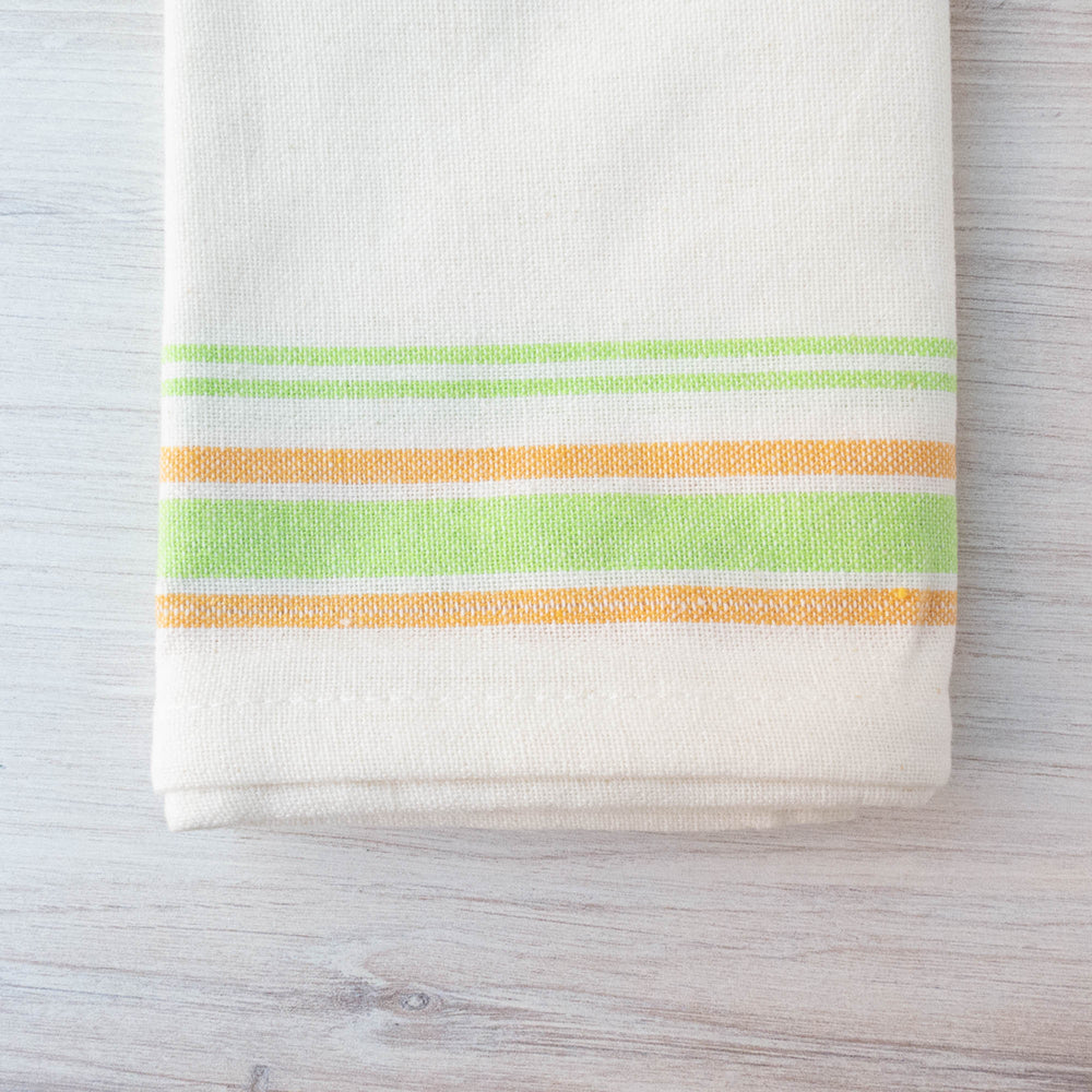 Aunt Martha's Retro Vintage Style Stripe Green & Yellow Kitchen Dish Tea Towels Set of 3