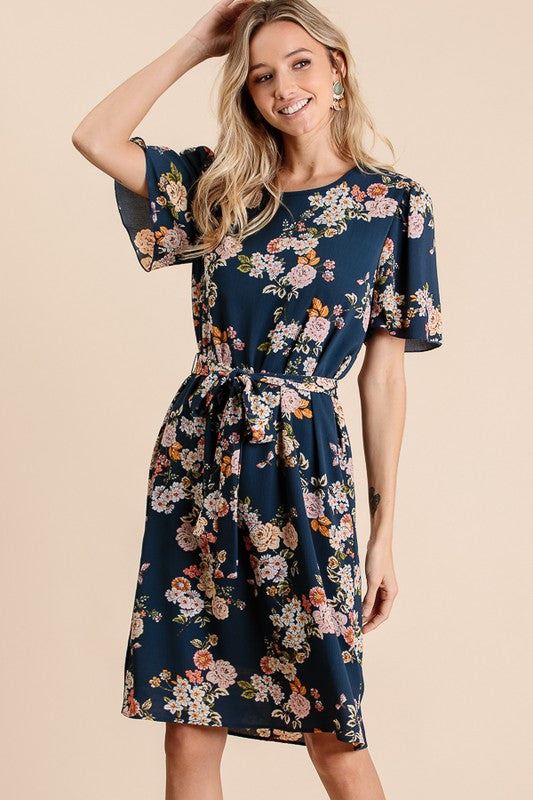 navy crepe dress