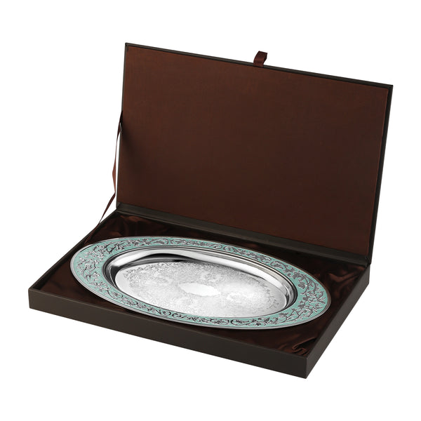 Oval Tray With Handle- Silver – Momentz