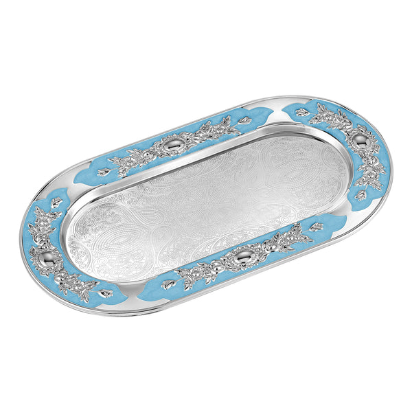 Oval Tray With Handle- Silver – Momentz