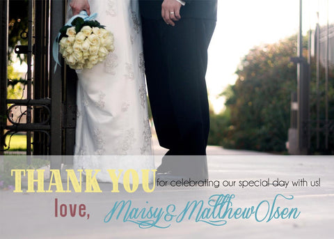 Photo Wedding Thank You or Save the Date Postcard, PRINTABLE, Customize 5x7