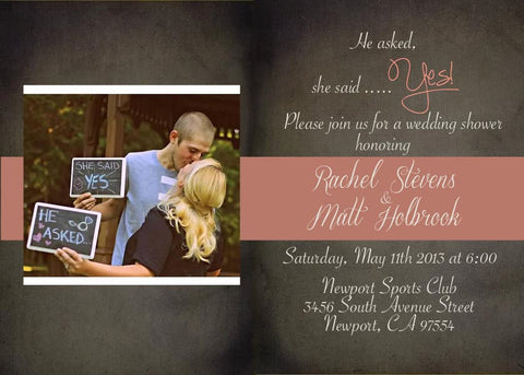 Couples Weddingl Shower Invitation with Photo, Printable, Digital File, PRINTABLE