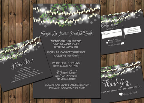 Wedding Invitation with Lights in Tree Package, Digital File