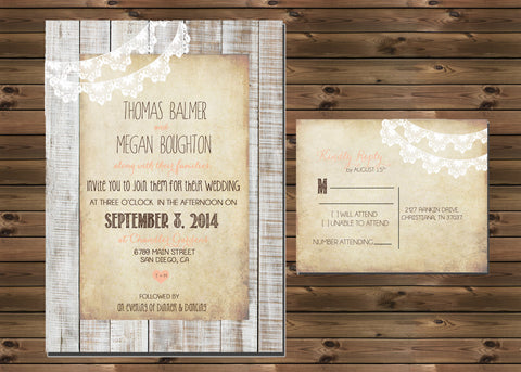 Rustic Wedding Invitation with Lace Package