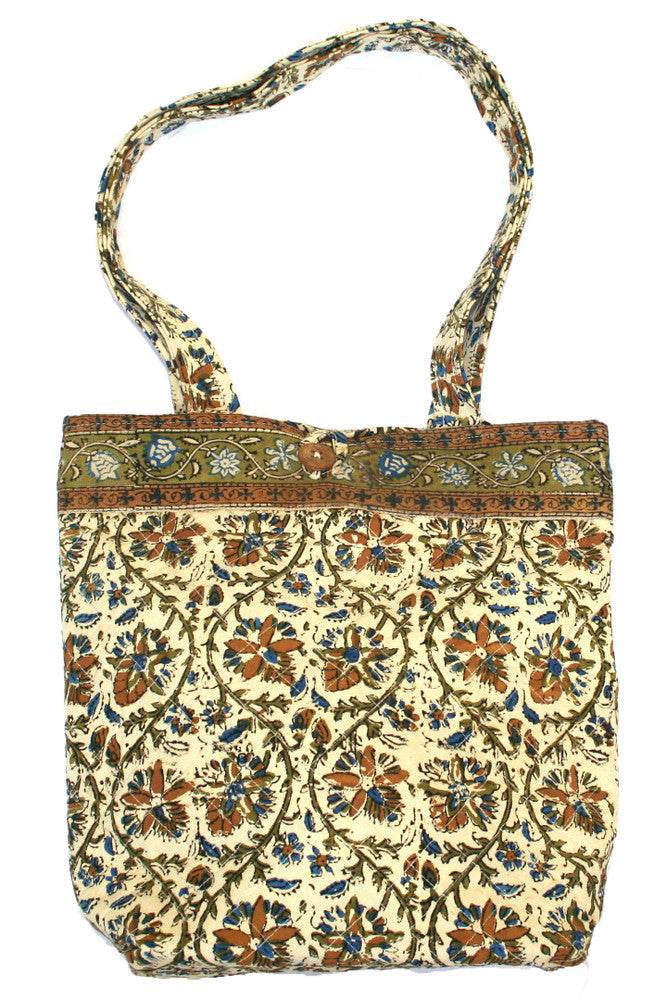 Handmade Cotton Kalamkari Block Print Structured Shopping Work Tote Bag ...