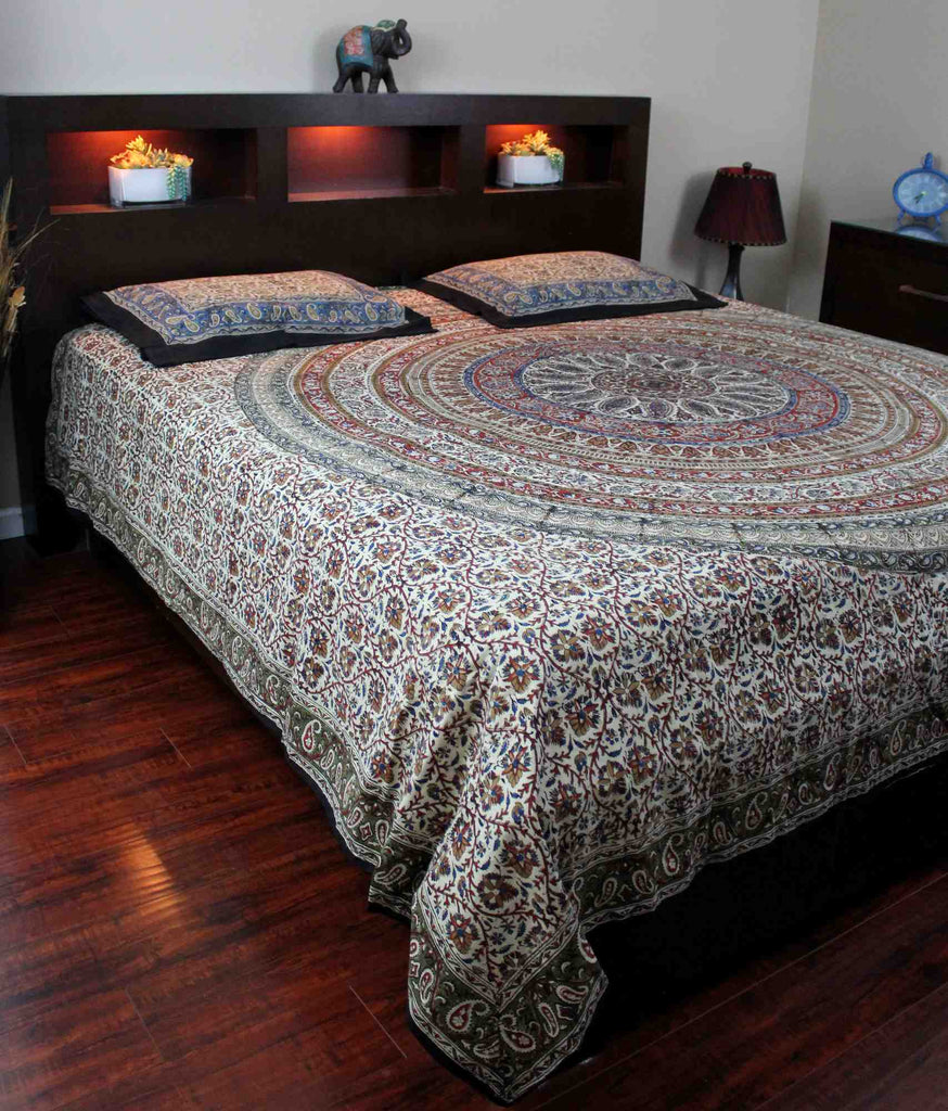 Cotton Reversible Duvet Cover Mandala Kalamkari Paisley Twin Full