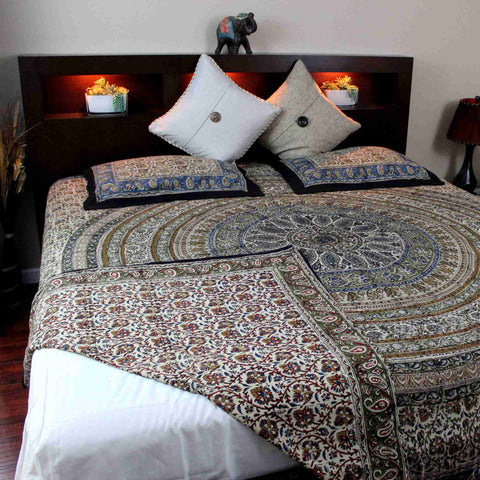 Cotton Reversible Duvet Cover Mandala Kalamkari Paisley Twin Full