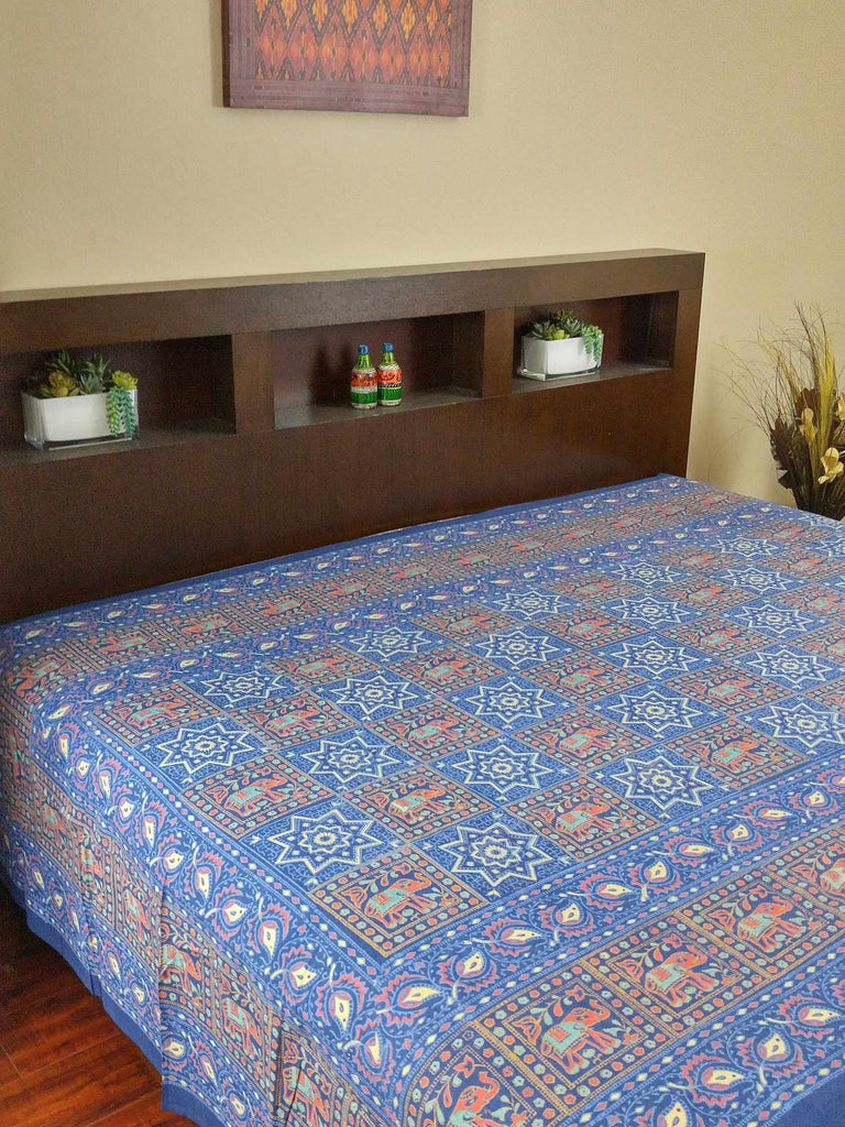 Handmade 100 Cotton Elephant Star Floral Bedspread Tapestry
