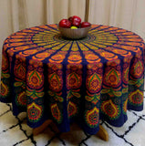 Sanganer Peacock Mandala Cotton Round Tablecloth Rectangle 60x90 Rust ...