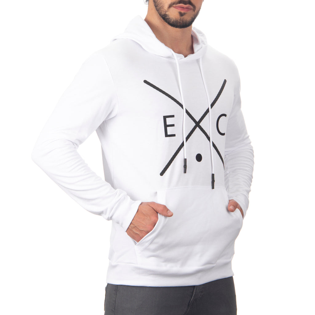 Sudadera Blanca con Gorro y Estampado - Exchange Café – Exchange Cafe