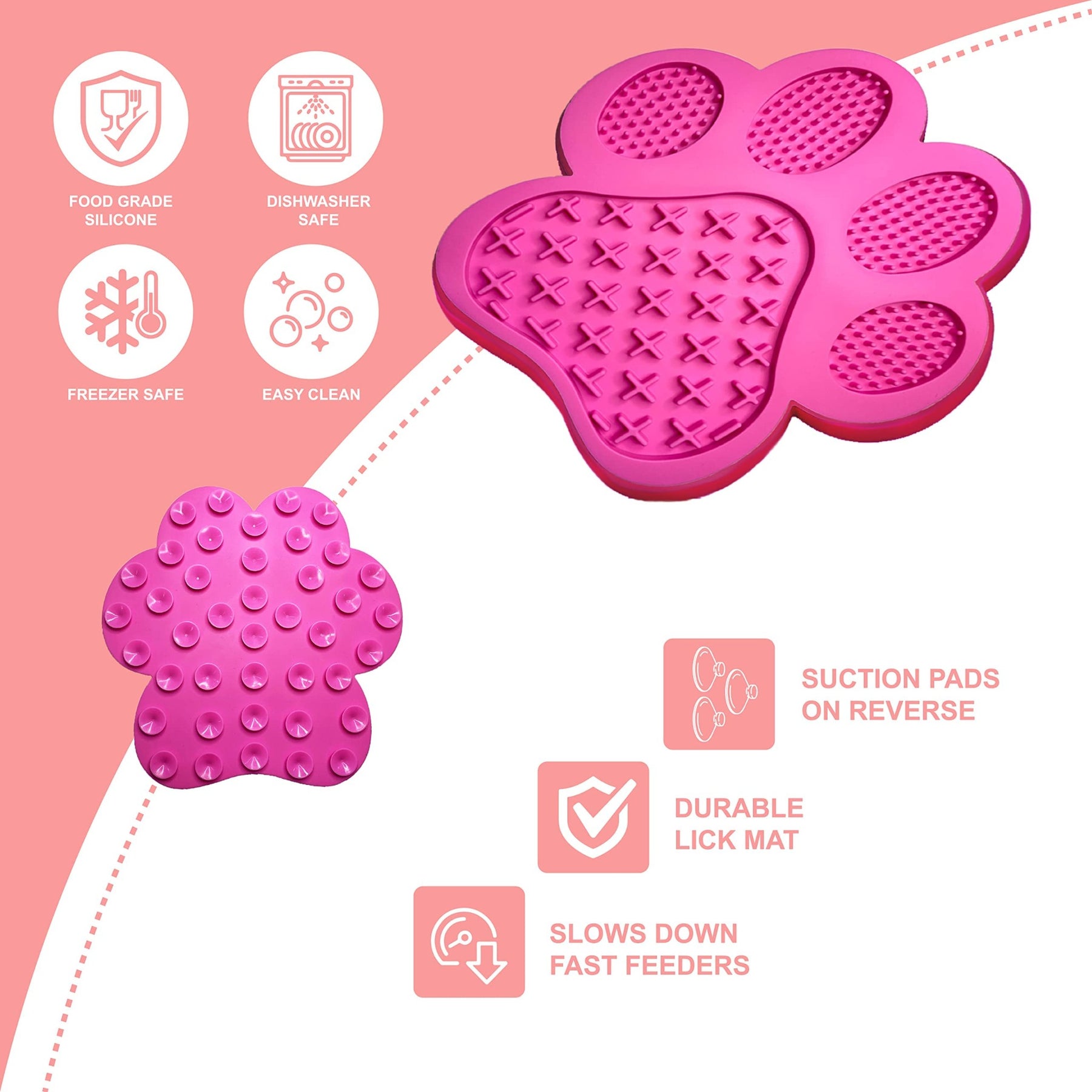 Mighty Paw Dog Lick Pad Food Grade Silicone Mat for Fun, Anxiety, and Boredom Relief. Strong Suction Cups for Easy Grooming and Slow Feeding Supports