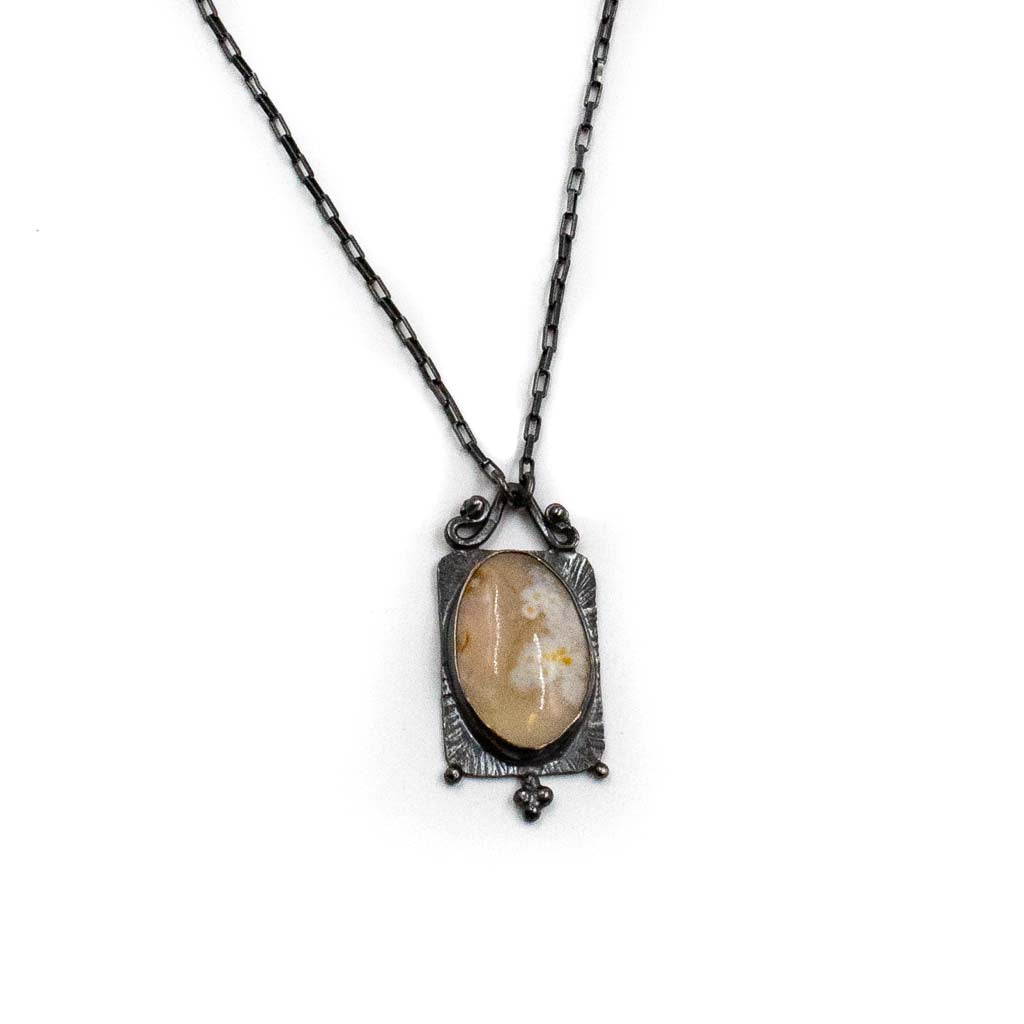 Cloud Curio Necklace 17.5" Chain SS and Agate by Unearthed Minerals