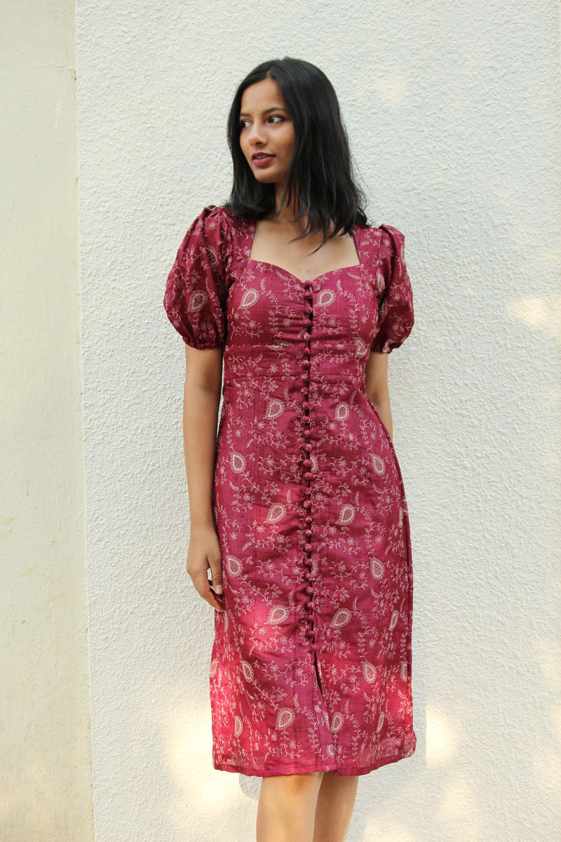 Malibu Embroidered Silk Dress - Mogra Designs