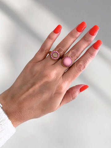 Mara pink ring with stone and crystal