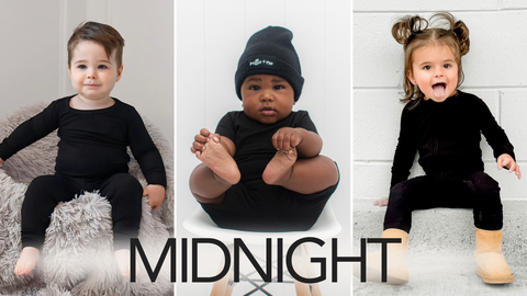 Midnight two piece sets, shortie sets, + zip rompers
