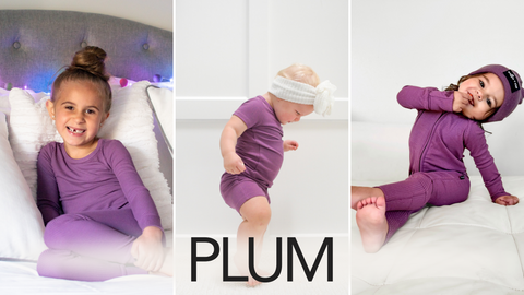 Plum zip rompers, two-piece sets, + shortie sets