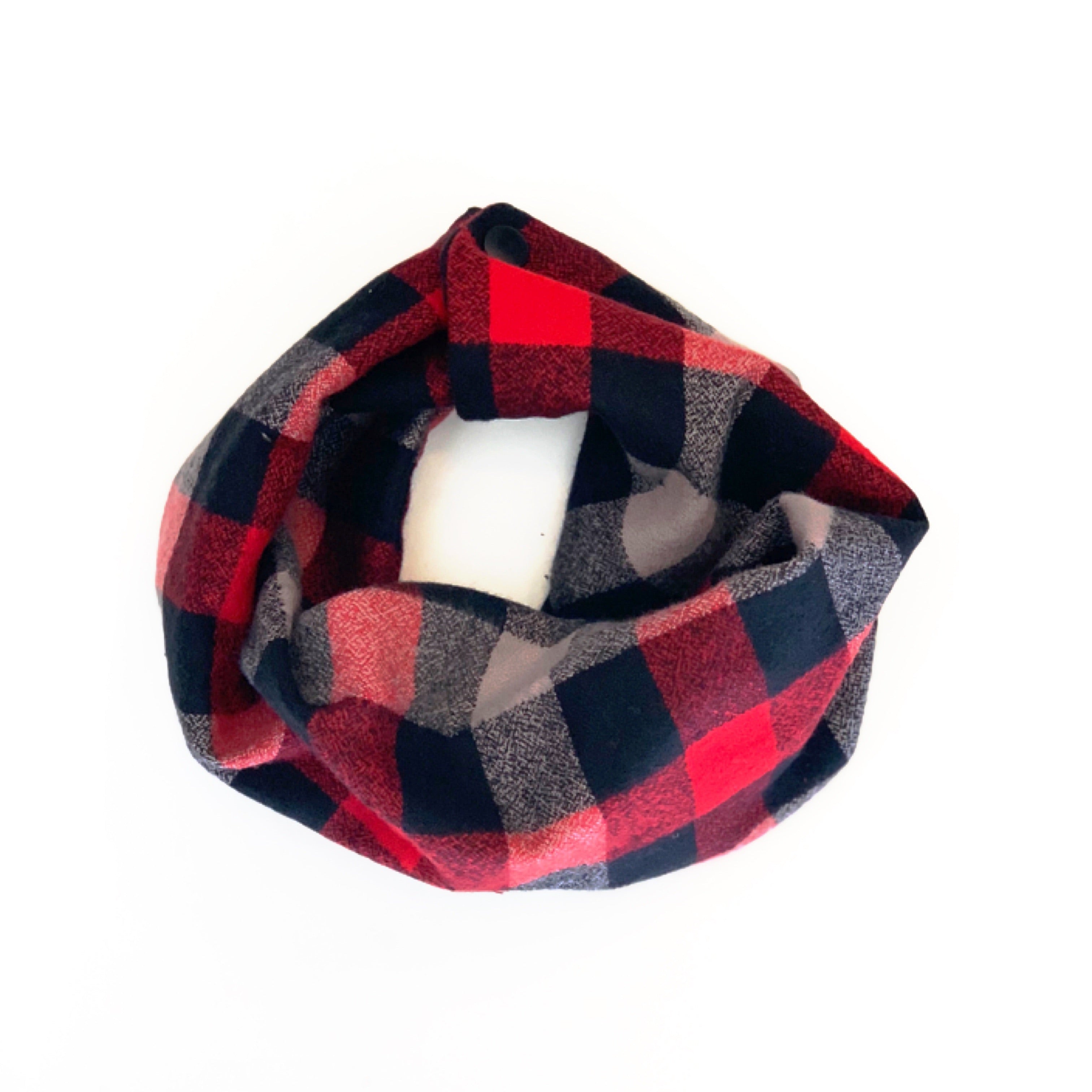 red and black plaid infinity scarf